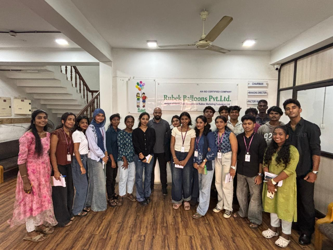 Industrial visit to Rubek Baloons, Rubber Park  as part of internship training